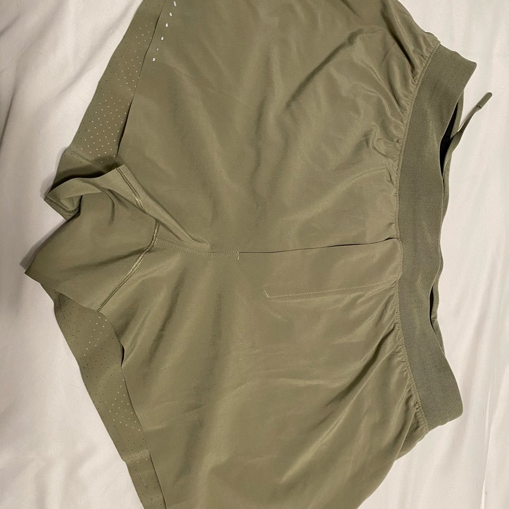 Olive green lululemon running shorts